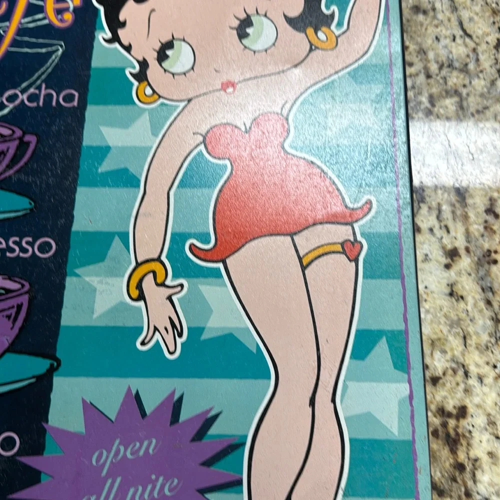 Betty Boop Metal Cafe Wall Art - Purple & Teal